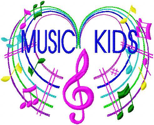 Music kids free embroidery design