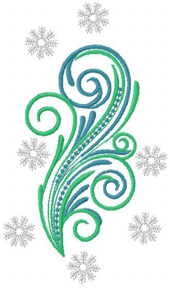 Swirl decor with snowflakes free embroidery design