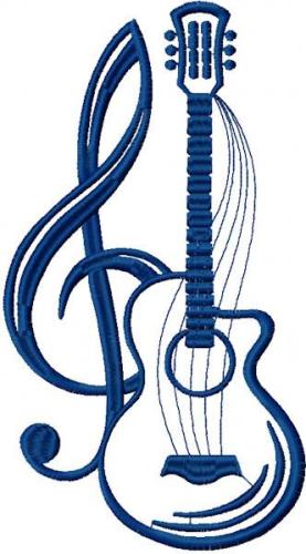 More information about "Guitar and treble clef free embroidery design"