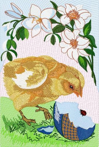 More information about "Easter chicken and broken egg free embroidery design"