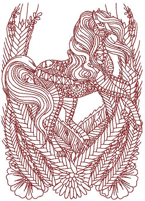 Red horse free embroidery design