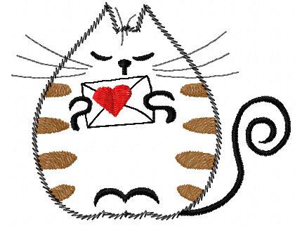 Cat with loving letter free embroidery design