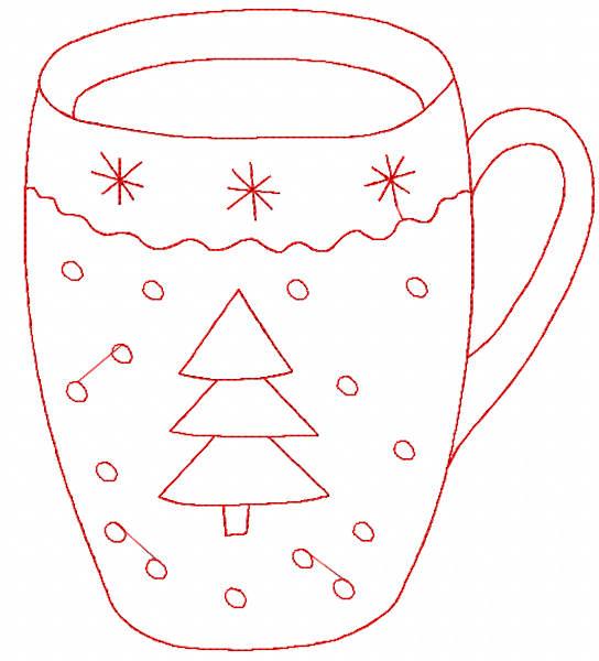 Christmas mug one colored free embroidery design