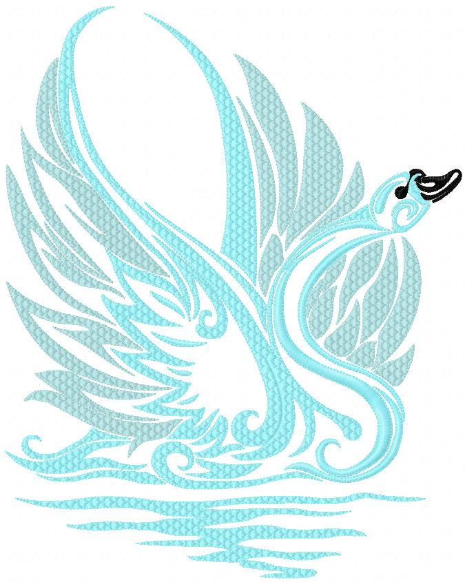 Blue Swan free embroidery design