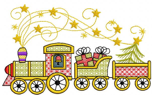 Christmas train free embroidery design