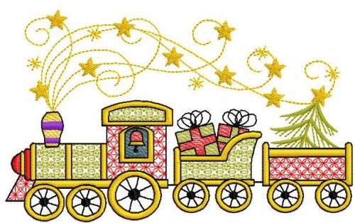 More information about "Christmas train free embroidery design"