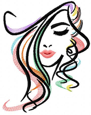 Girl rainbow hair free embroidery design