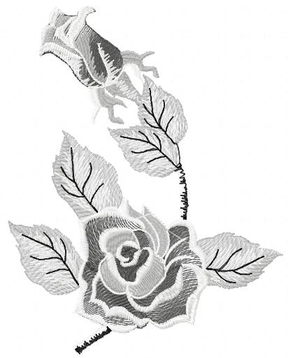 Greyscale rose free embroidery design