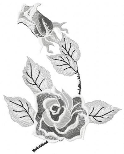 More information about "Greyscale rose free embroidery design"