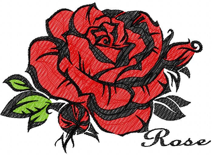 Rose red free embroidery design