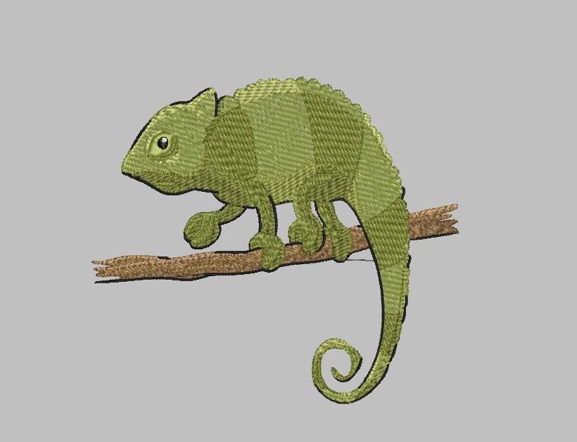 Chameleon free embroidery design