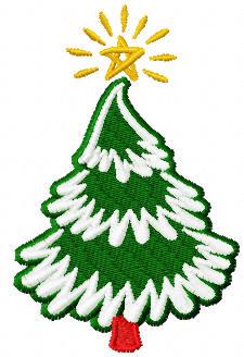 Christmas tree with gold star fre embroidery design