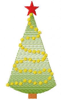 Christmas tree with red star free embroidery design