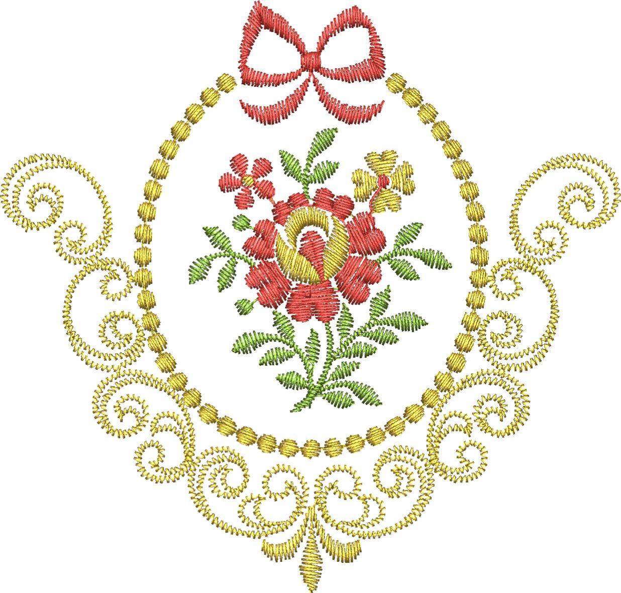 Framed rose free embroidery design