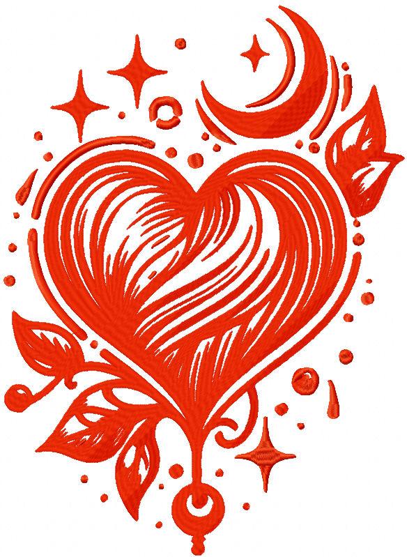 Mystic heart free embroidery design