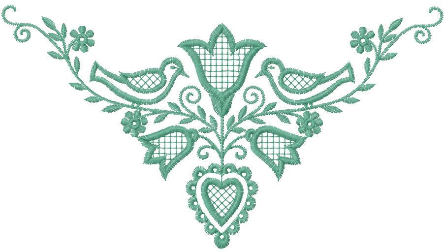 Ethnic ornament with birds free embroidery design