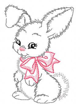 Bunny contour free embroidery design