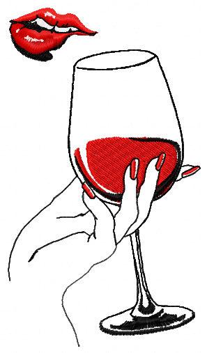 Red Wine red lips free embroidery design