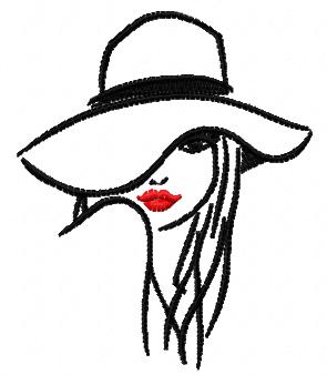 Woman in hat free embroidery design