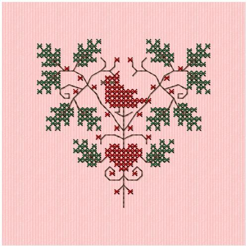 Bird with heart free embroidery design