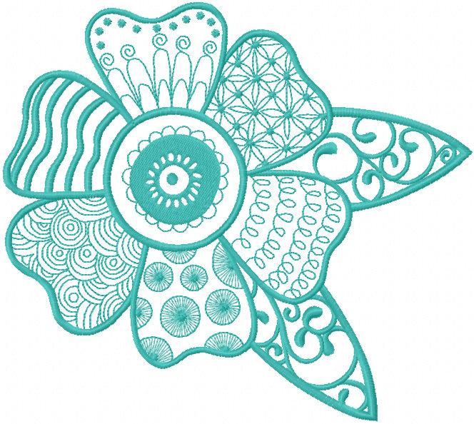 Abstract flower patterned free embroidery design