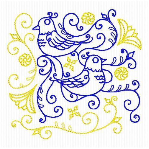 More information about "Birds two color free embroidery design"