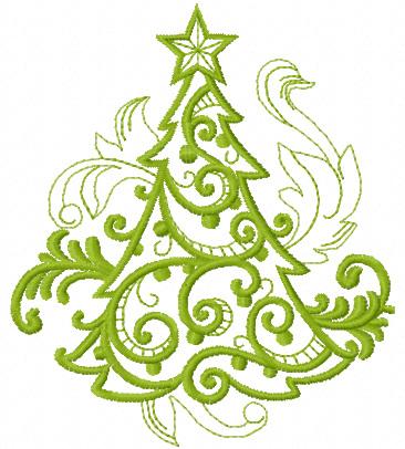 Christmas Tree lace free embroidery design