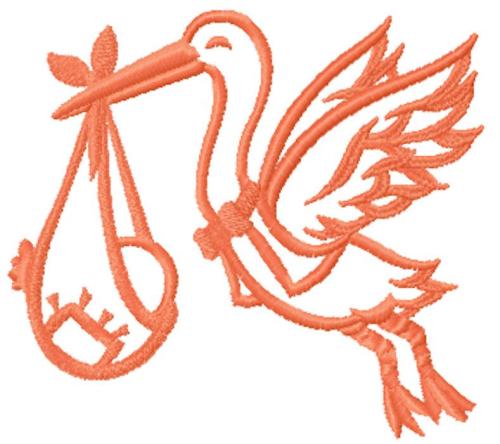 More information about "Stork and baby pink free embroidery design"