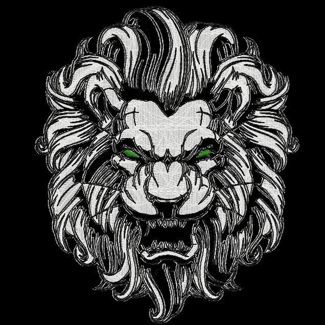 White lion black background free embroidery design