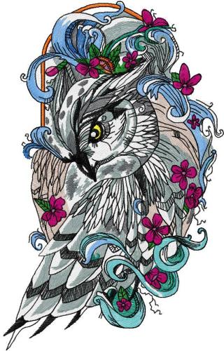 More information about "Owl with flowers free embroidery design"