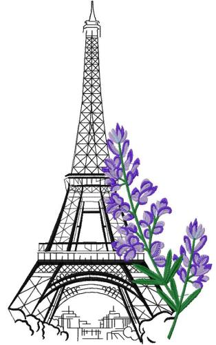 More information about "Paris Eiffel tower lavender free embroidery design"
