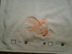Embroidered towel with Goldfish free design