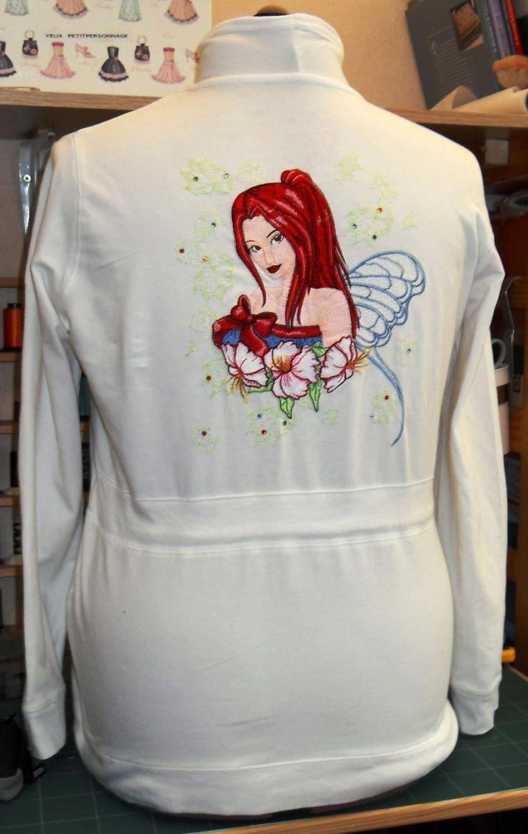 Woman sweater with Fairy embroidery design