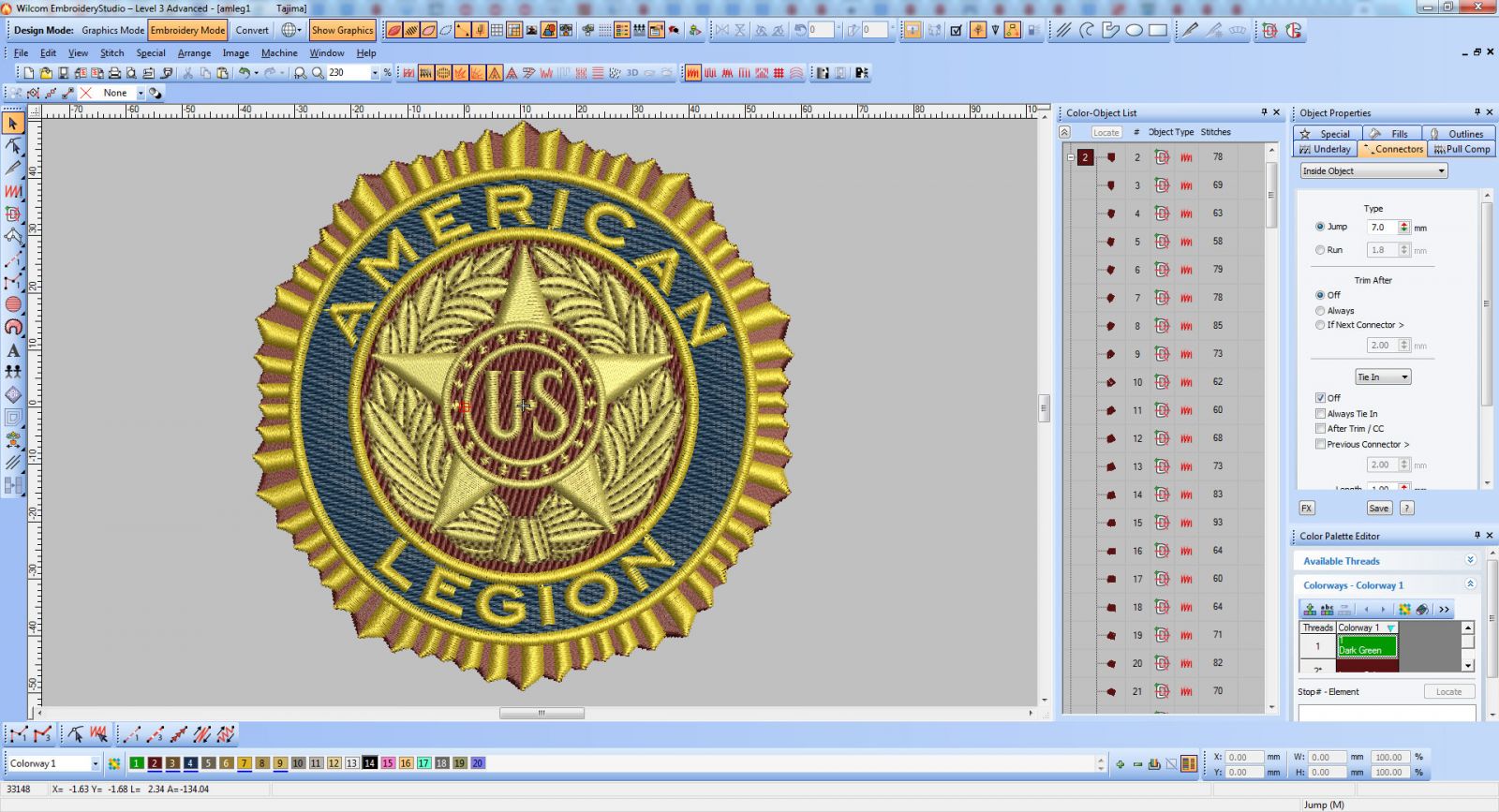 American Legion logo embroidery design - Now in work... - Machine ...