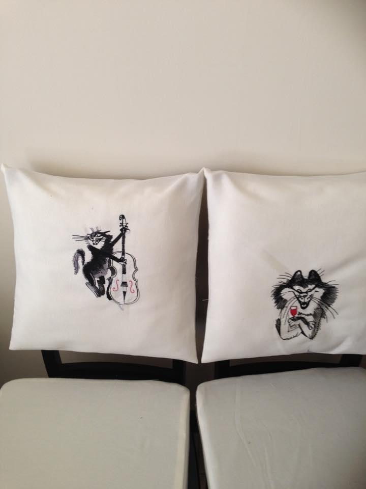 Chair cover back with Cat free embroidery designs