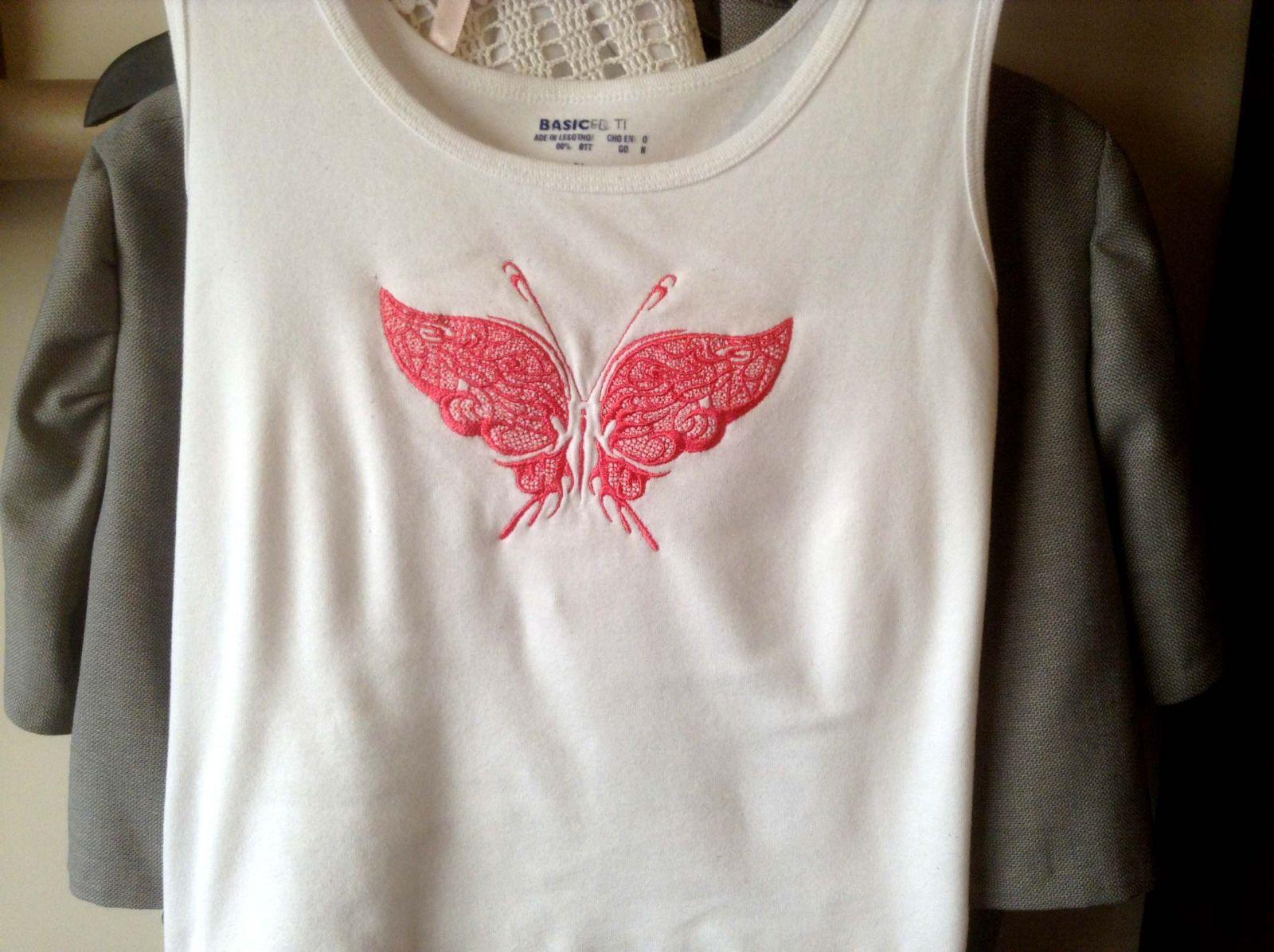 Shirt with Fantastic Butterfly free embroidery design