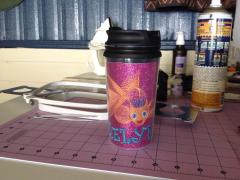 Embroidered cup cover with free gold fish embroidery