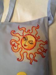 Tote bag with sun free embroidery design