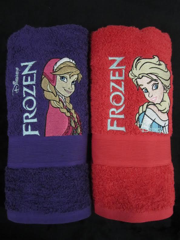 Embroidered towels with Frozen Sisters