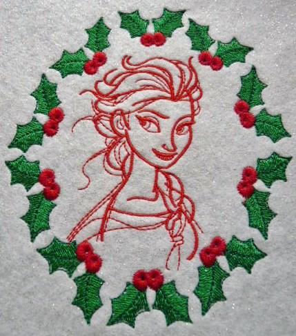 Elsa sketch sketch embroidery design 5