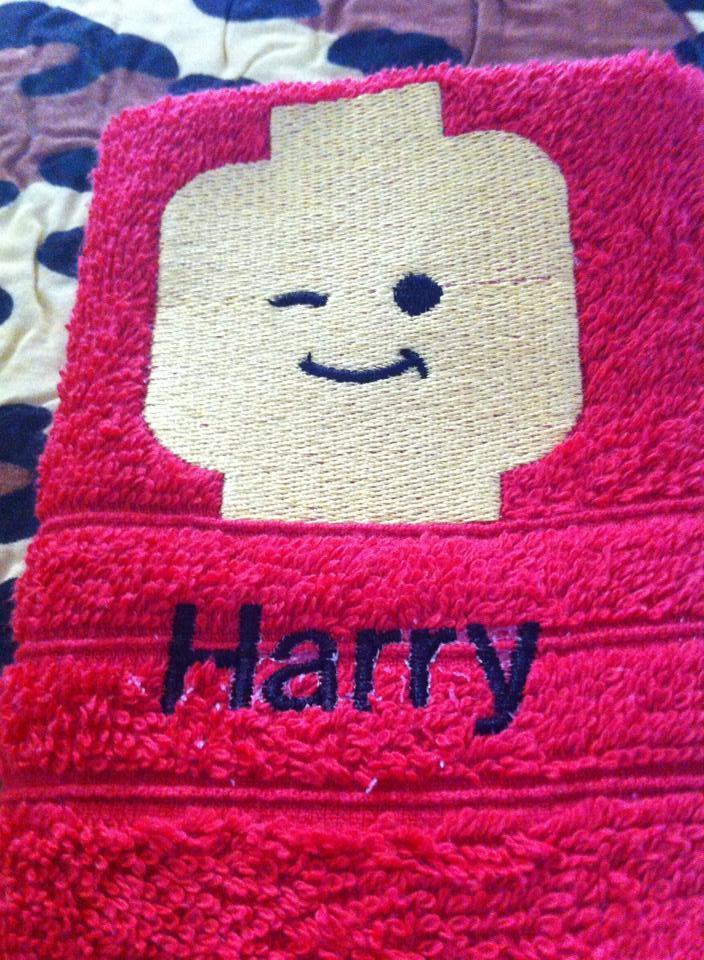 Lego embroidered towel