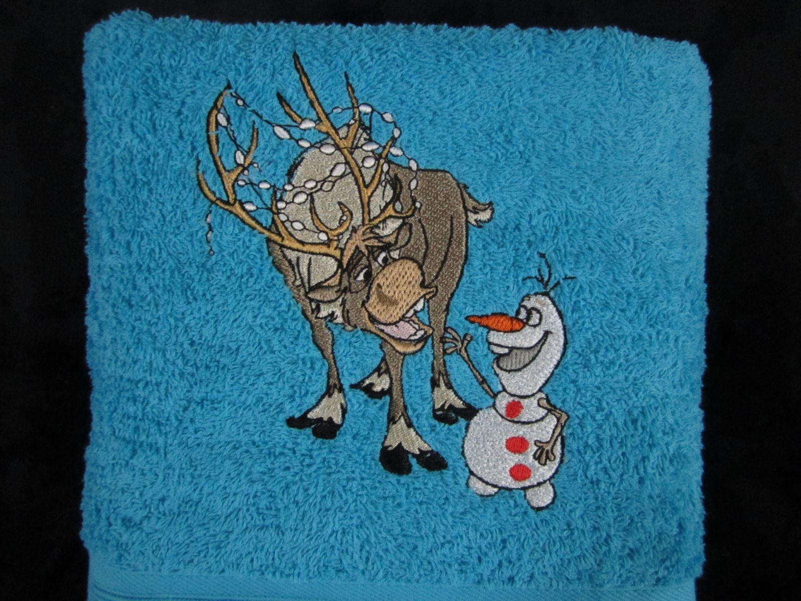 Sven and Olaf embroidered at towel