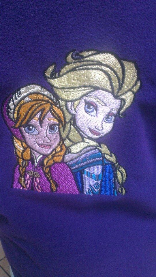 Jaket with Frozen sisters embroidery design
