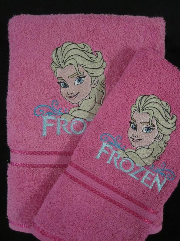 Frozen elsa embroidered bath towel