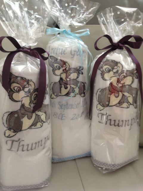 Embroidered towels with Bambi design
