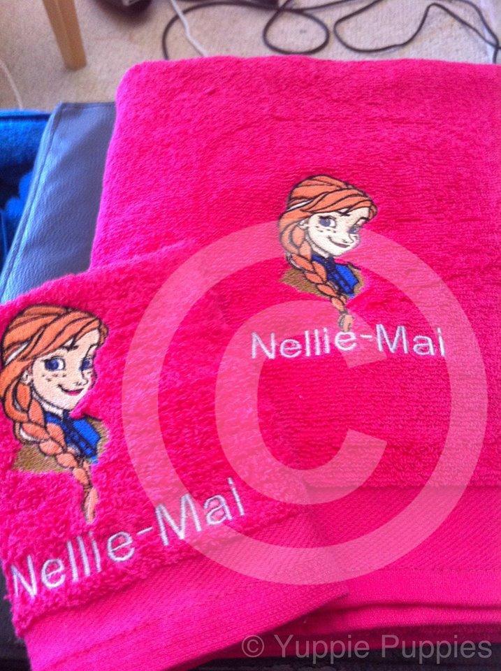 Anna from Frozen embroidered at towel