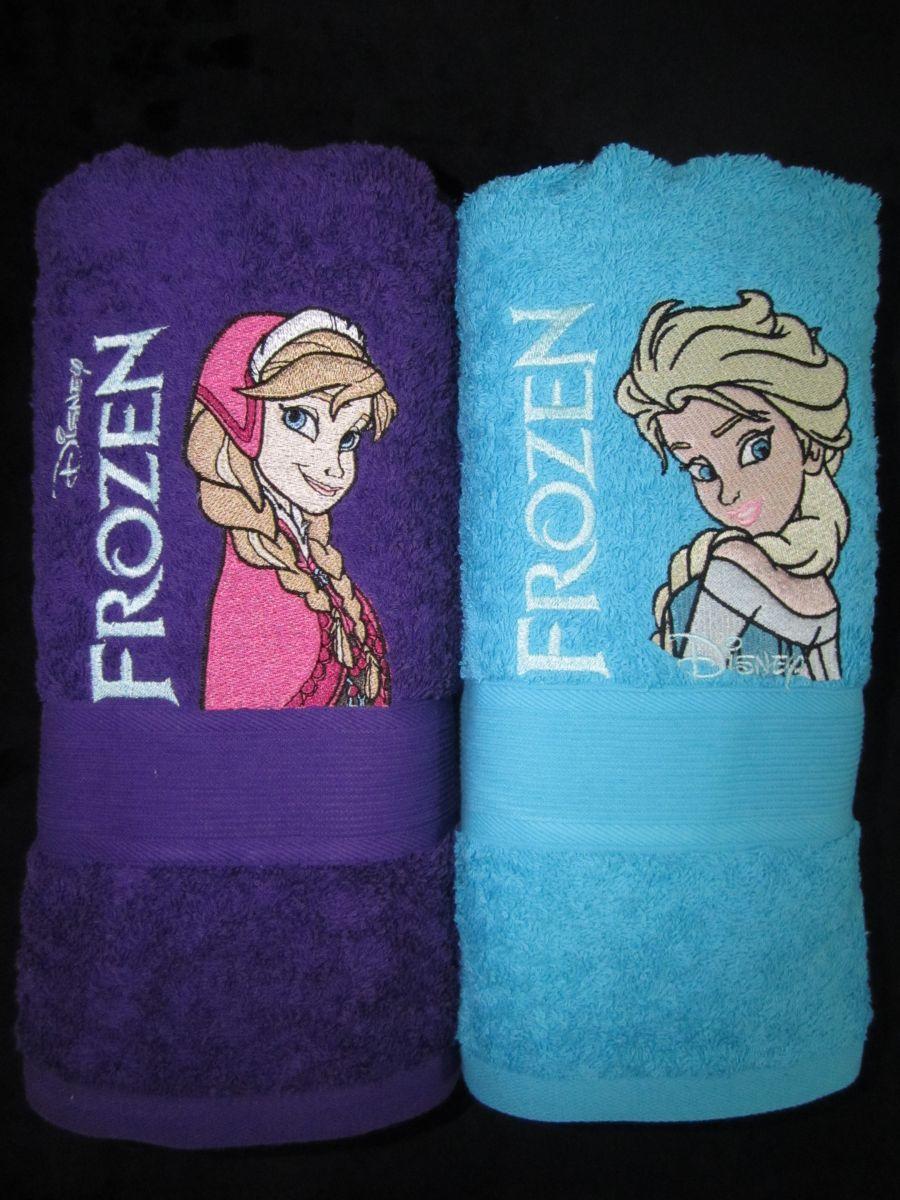 Anna and Elsa embroidered towels
