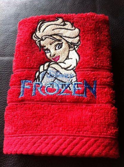 Elsa embroidered design at towel