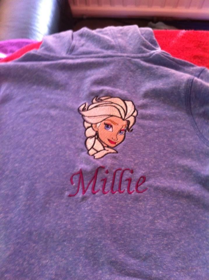 Shirt with Elsa embroidery design