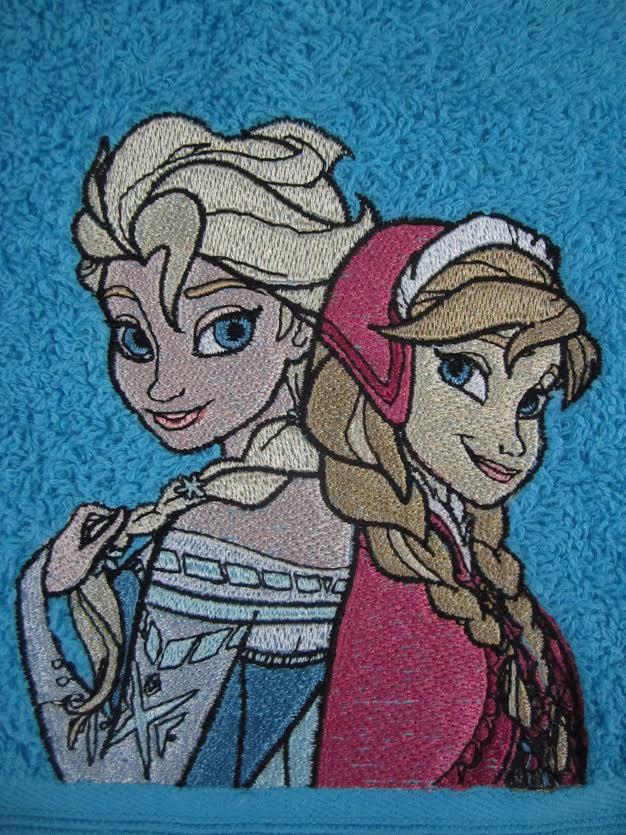 Anna and Elsa frozen embroidered towel